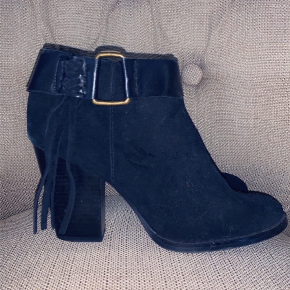 Black Suede Booties - Picture 1 of 5